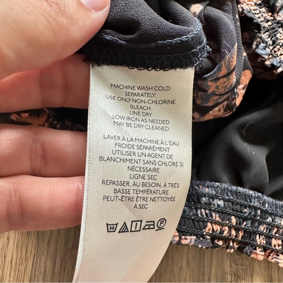 Free People Clarissa Floral Top XS Black Long Sleeve Ruffle High Neck Boho Fairy - Picture 8 of 12